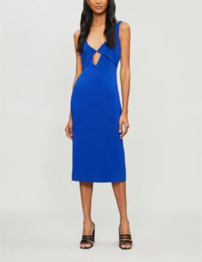 Shop Dion Lee Tessellate Cutout Crepe Slip Dress In Electric Blue