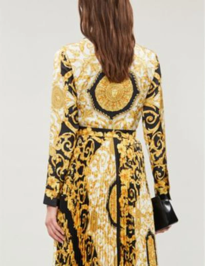 Shop Versace Scarf-print Silk Shirt In Gold Print