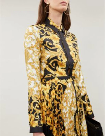 Shop Versace Scarf-print Silk Shirt In Gold Print