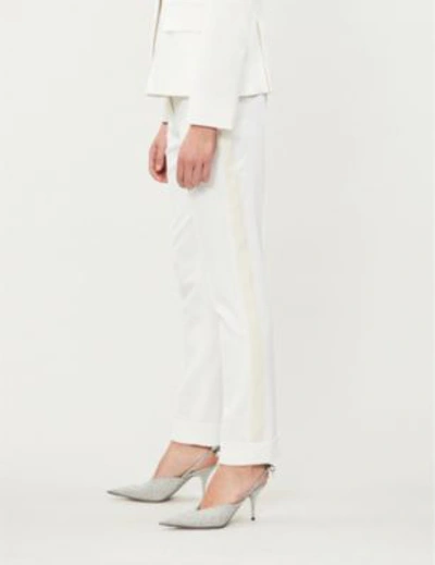 Shop Stella Mccartney Carrot-fit Cropped Wool Trousers In Ivory