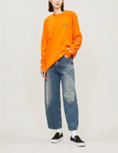 Shop Heron Preston X Carhartt Logo-print Cotton-jersey Top In Orange