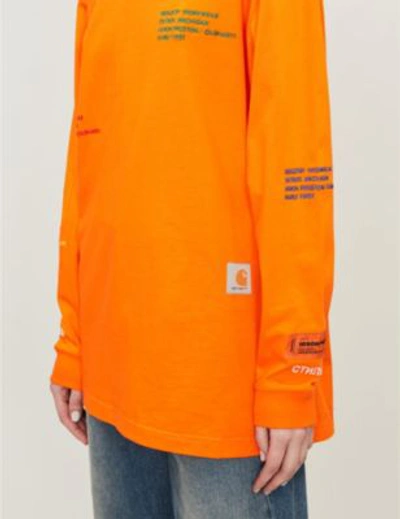 Shop Heron Preston X Carhartt Logo-print Cotton-jersey Top In Orange