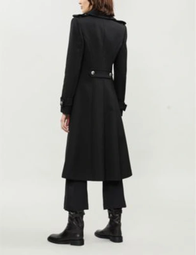 Shop Alexander Mcqueen Double-layered Fit-and-flare Wool-blend Coat In Black