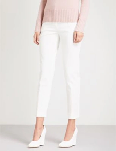 Shop Max Mara Pegno Straight High-rise Stretch-jersey Trousers In White