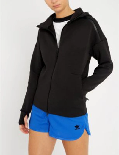 Shop Adidas Originals Zne Jersey Hoody In Black