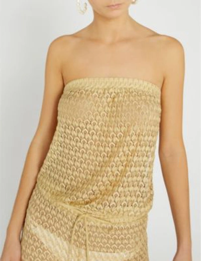Shop Melissa Odabash Grace Knitted Jumpsuit In Gold Knit