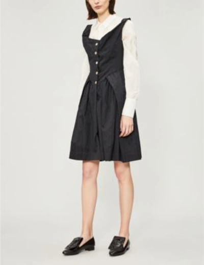 Shop Vivienne Westwood Anglomania Saturday Flared-skirt Sleeveless Cotton Dress In Black