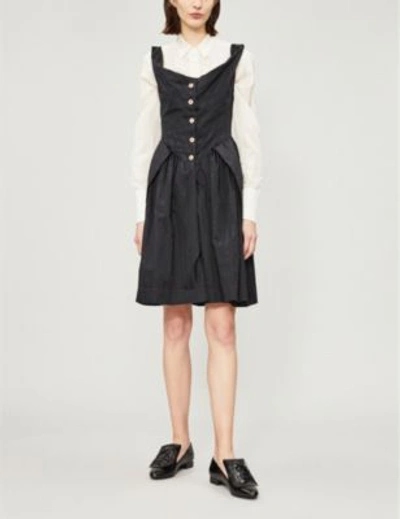 Shop Vivienne Westwood Anglomania Saturday Flared-skirt Sleeveless Cotton Dress In Black