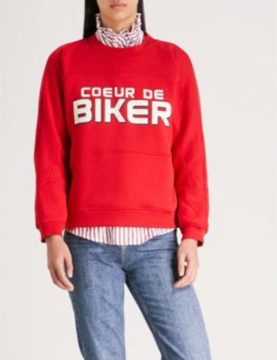 Shop Claudie Pierlot Tourny Cotton-jersey Sweatshirt In Rouge