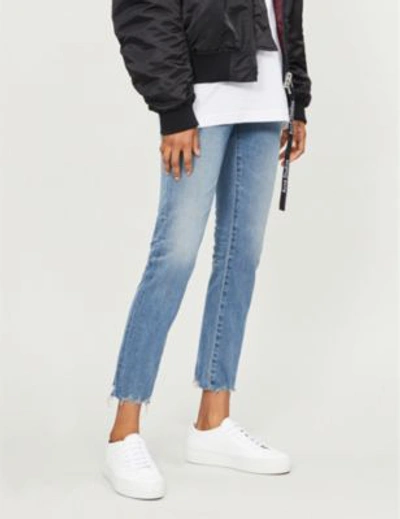 Shop Ag Prima Faded Cigarette Mid-rise Cropped Jeans In 23 Years Limelight
