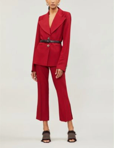 Shop Khaite Alexis Woven Blazer In Currant