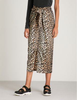 ganni calla leopard skirt