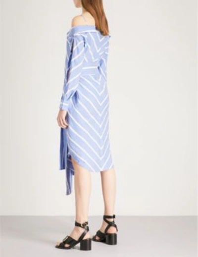 Shop Maje Stripe Pattern Woven Shirt Dress In Blue