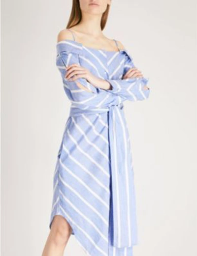 Shop Maje Stripe Pattern Woven Shirt Dress In Blue