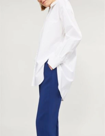 Shop Stella Mccartney Julia High-rise Tapered Crepe Trousers In Blue Note