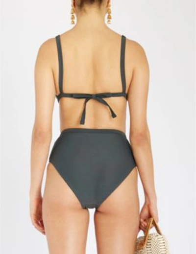 Shop Asceno Textured Triangle Bikini Top In Olive