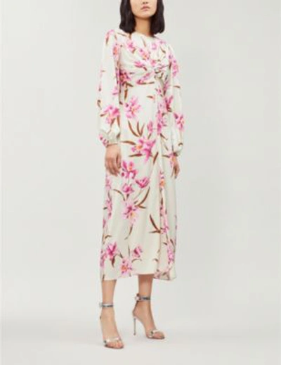 Shop Zimmermann Sage Fuchsia Pink Floral Corsage Stretch-silk Dress In Sage Fchs