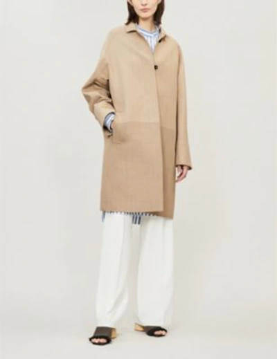 Shop Jil Sander Guyana Contrast-panel Wool And Cotton-blend Coat In Open Beige