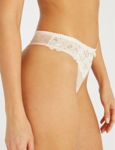 Shop Aubade Hot Tanga Lace And Tulle Thong In Rose Dust