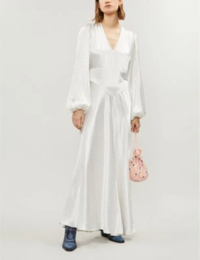 Shop Ganni Cameron Satin Maxi Dress In Egret