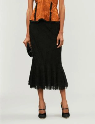 Shop Brock Collection High-rise Lace Knee-length Skirt In Black