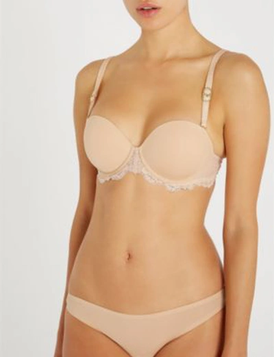 Shop Stella Mccartney Stella Smooth And Lace Stretch-jersey And Lace Bra In Nude