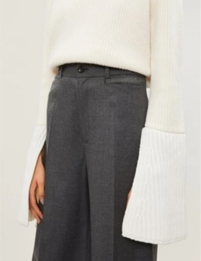 Shop Joseph Dana Stretch-wool Wide-leg Trousers In Charcoal