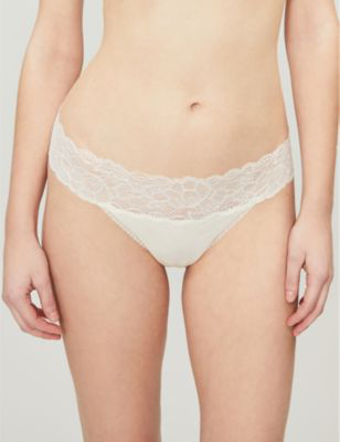 Calvin Klein Seductive Comfort Stretch Lace And Jersey Thong In