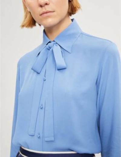 Shop Valentino Pussybow Silk Shirt In Angel