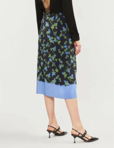 Shop Altuzarra Felice Floral-print Silk-crepe De Chine Midi Skirt In Black