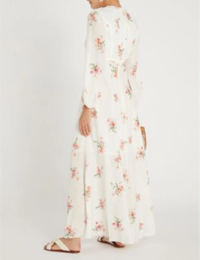 Shop Zimmermann White Floral-print Floating Bouquet Heathers Linen Maxi Dress