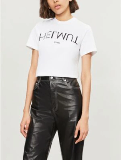 Shop Helmut Lang L'apocalypse Joyeuse Cotton-jersey T-shirt In Chalk White