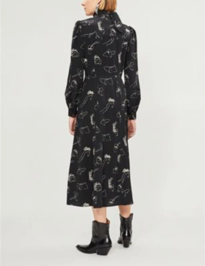 Shop Co Face-print Silk Dress In Black