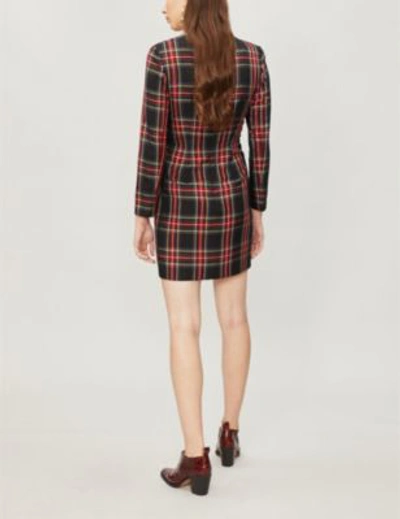 Shop Maje Ripper Tartan-print Woven Dress In Carreaux