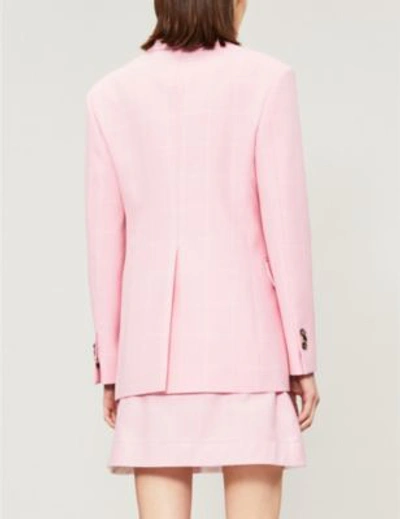 Shop Calvin Klein 205w39nyc Checked Double-breasted Wool Blazer In Pink Mist White