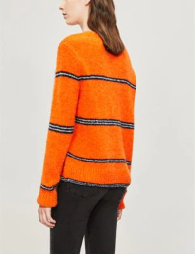 Shop Frame Striped Knitted Jumper In Persimmon Multi