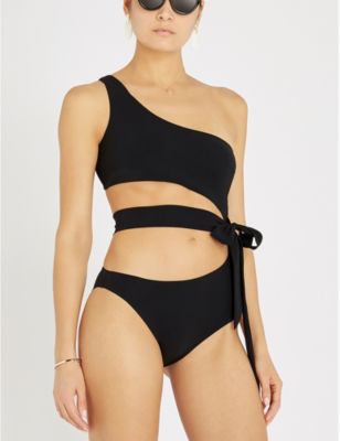 black asymmetric swimsuit