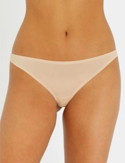 Shop Stella Mccartney Stella Smooth And Lace Stretch-jersey And Lace Thong In Nude