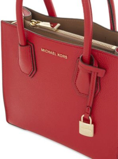 Shop Michael Michael Kors Mercer Grained Leather Shoulder Bag In Bright Red