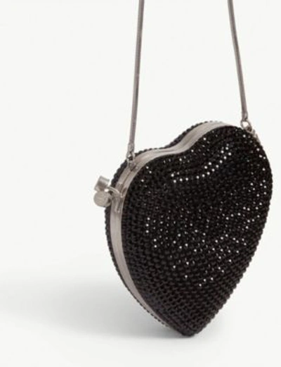 Shop Saint Laurent Ladies Black Heart Love Swarovski Box Clutch Bag