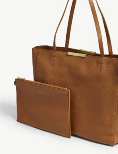 Shop Ted Baker Caullie Leather Tote In Tan