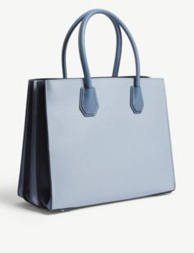 Shop Michael Michael Kors Mercer Large Accordion Leather Tote In Pale Blue