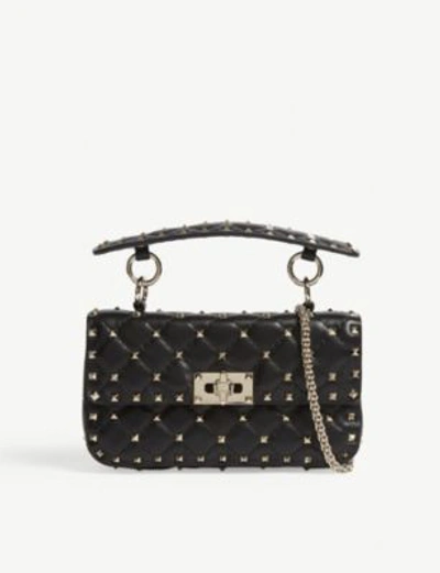 Shop Valentino Ladies Nero Black Elegant Rockstud Leather Shoulder Bag