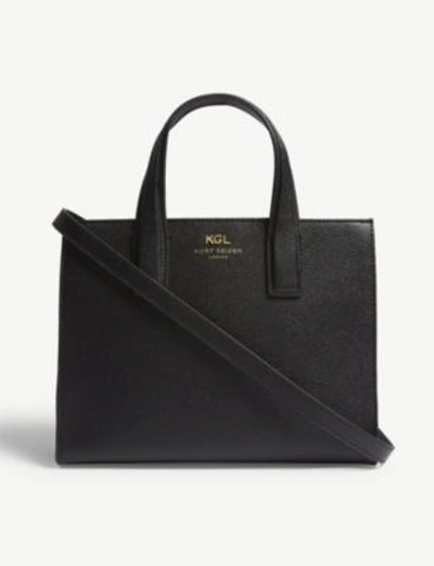 Shop Kurt Geiger Black Practical Saffiano Leather Tote Bag