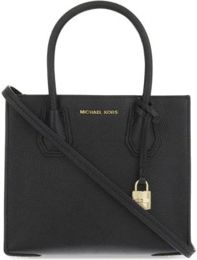 Shop Michael Michael Kors Mercer Medium Leather Cross-body Bag In Black