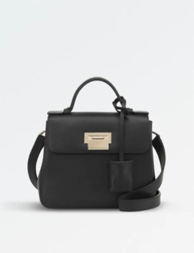 Shop Smythson Grosvenor Mini Crossbody Bag In Black