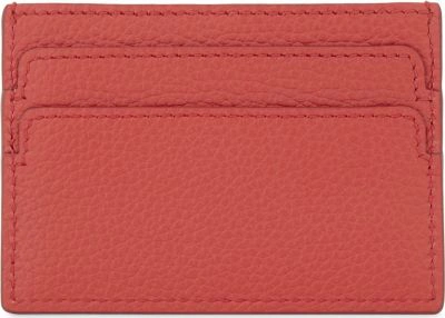 Shop Alexander Mcqueen Skull Leather Card Holder In Red Gold