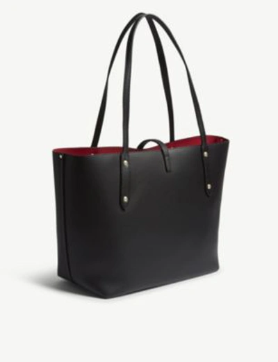 Shop Coach Black And True Red Market Leather Tote Bag In Black/true Red