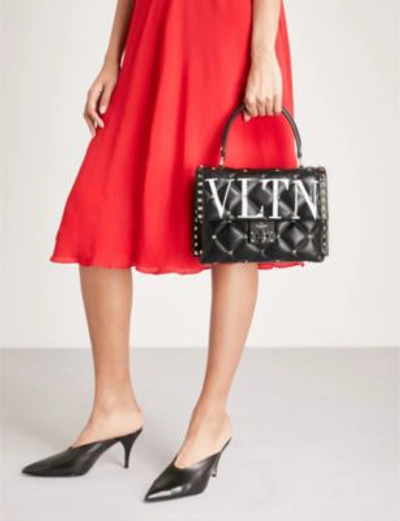 Shop Valentino Black Candystud Quilted Leather Tote Bag