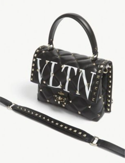 Shop Valentino Black Candystud Quilted Leather Tote Bag